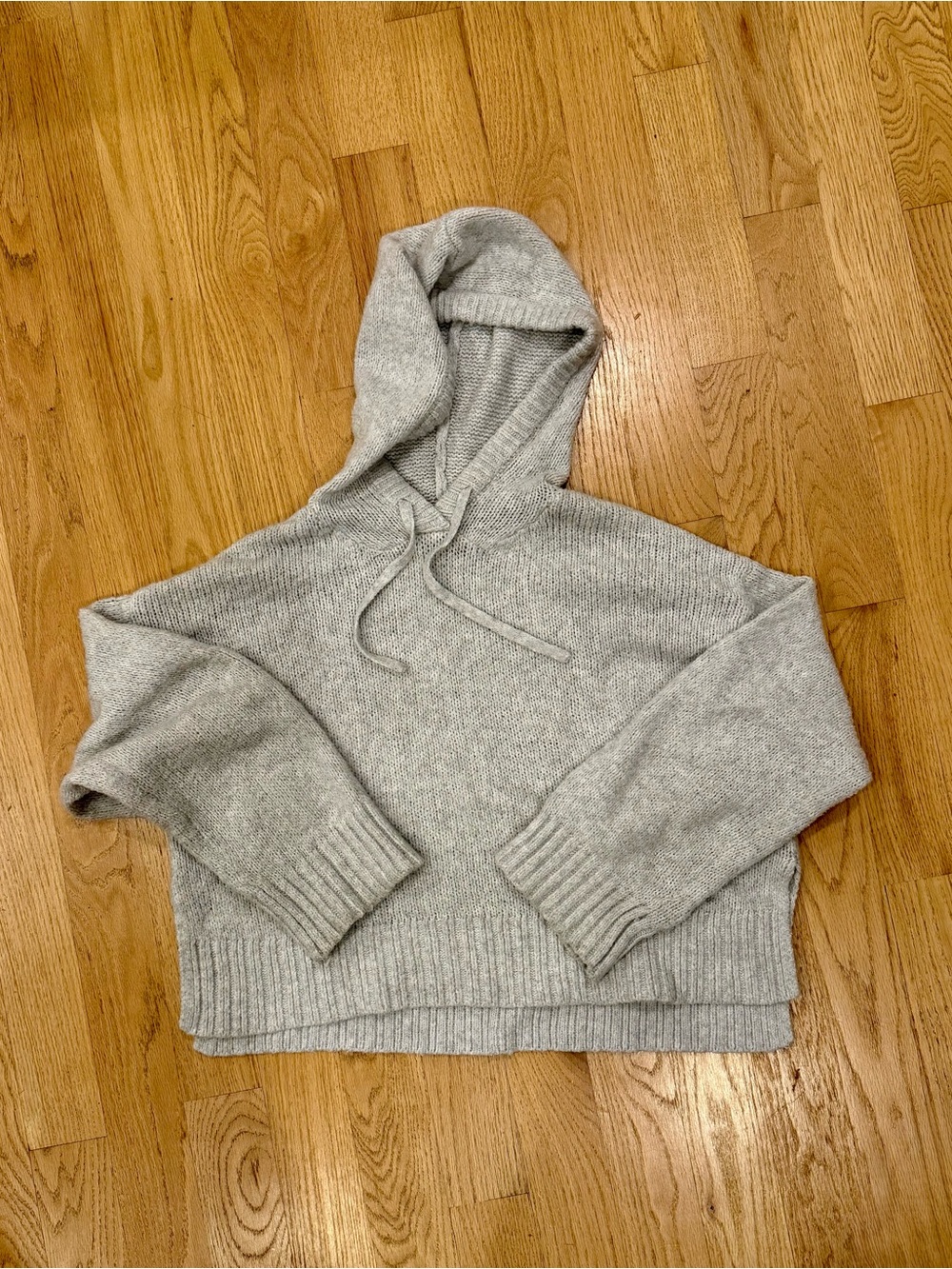 Hippie Rose Cozy Light Gray Hooded Sweater - size XL